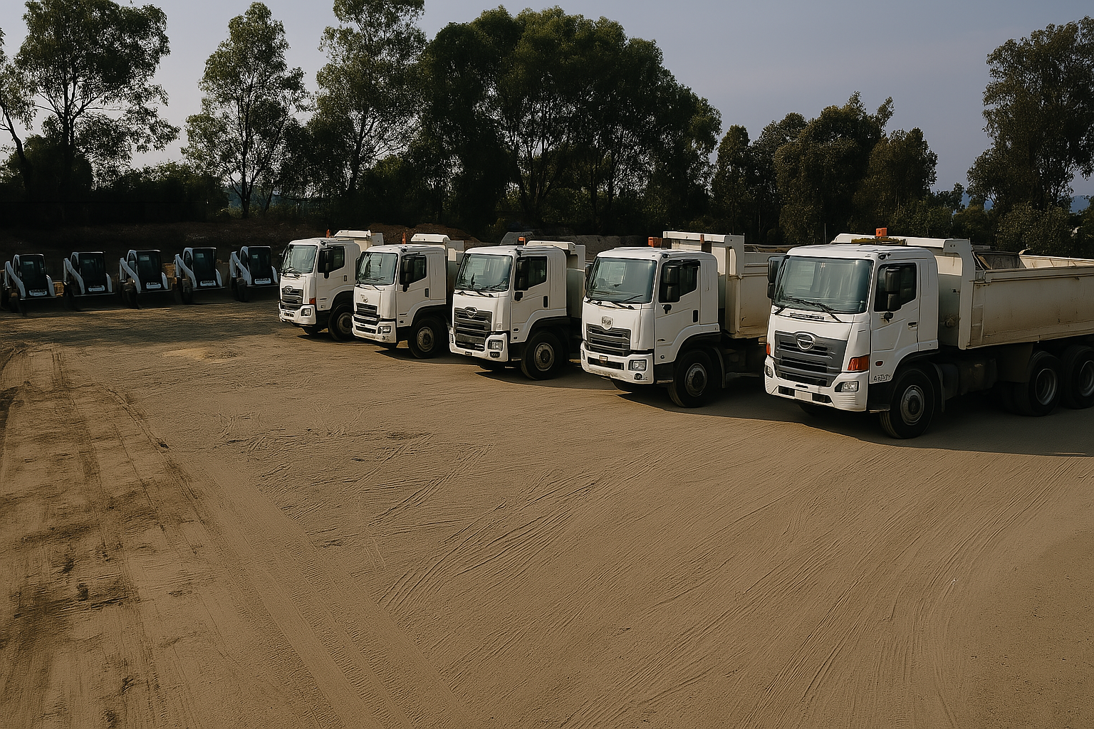 Earthmoving equipment preparing a work area